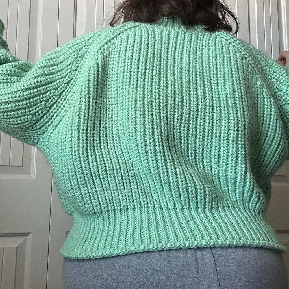 H&M Women's Knit Mint Sweater Jumper Cardigan Wool Size XXL - Picture 3 of 4